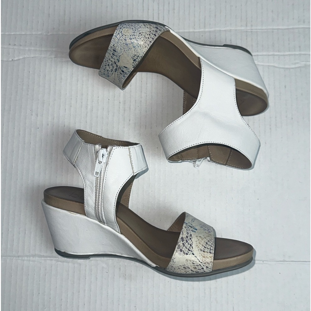 Bueno White Leather Wedge Sandals Size 37 | Metallic Detail | EUC - Picture 3 of 9